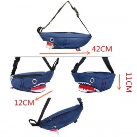 Unisex Canvas Shark Shape Multi-pocket Chest Bag Cartoon Casual Super Soft Large Capacity Multifunction Messenger Crossbody Bags Shoulder Bag