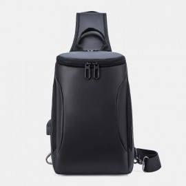 Men Oxford USB Charging Anti-Theft Chest Bag Versatile Large Capacity Waterproof Night Reflective Strip Design Crossbody Bags