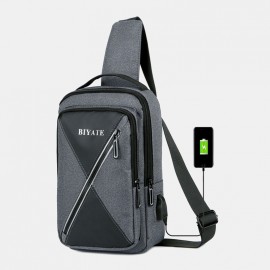 Men USB Charging Multi-pocket Chest Bag Oxford Non-slip Wear-resistant Waterproof Casual Shoulder Bag Crossbody Bags