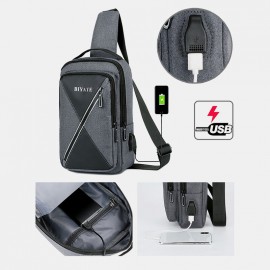 Men USB Charging Multi-pocket Chest Bag Oxford Non-slip Wear-resistant Waterproof Casual Shoulder Bag Crossbody Bags