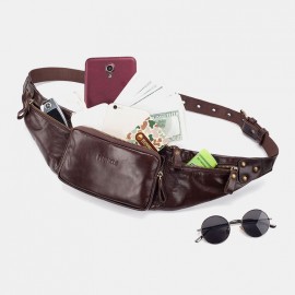 Men Genuine Leather Retro Sport Outdoor Multi-carry Chest Bag Sling Bag Crossbody Bag Waist Bag