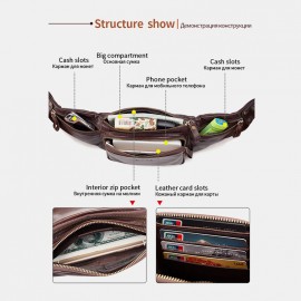 Men Genuine Leather Retro Sport Outdoor Multi-carry Chest Bag Sling Bag Crossbody Bag Waist Bag