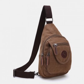 Men Retro Canvas High Capacity Chest Bag Casual Wear Resisting Waterproof Crossbody Bag Shoulder Bag