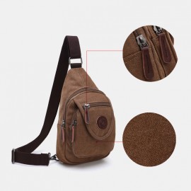 Men Retro Canvas High Capacity Chest Bag Casual Wear Resisting Waterproof Crossbody Bag Shoulder Bag