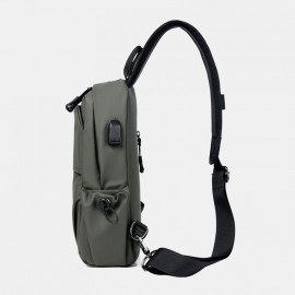 Men Waterproof Wear-resisting USB Charging Chest Bag Multi-pocket Anti-theft Crossbody Shoulder Bag