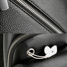 Men PU Leather USB Charging Waterproof Earphone Hole Business Crossbody Bag Chest Bag Sling Bag