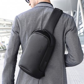 Men Oxford Cloth Multi-carry Casual Solid Color Business Shoulder Bag Chest Bag With USB Charging