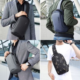 Men Oxford Cloth Multi-carry Casual Solid Color Business Shoulder Bag Chest Bag With USB Charging