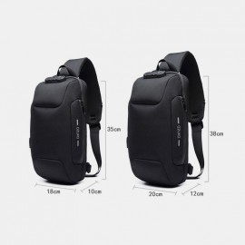 Men Anti-theft USB Charging Multi-Layers Waterproof Crossbody Bag Chest Bag Sling Bag