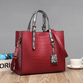 Women Fashion Vintage Stone Crocodile Pattern Ladies Bag Solid Handbag Shoulder Bag