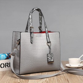 Women Fashion Vintage Stone Crocodile Pattern Ladies Bag Solid Handbag Shoulder Bag