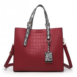 Women Fashion Vintage Stone Crocodile Pattern Ladies Bag Solid Handbag Shoulder Bag