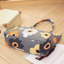 Women Large Capacity Waterproof Flower Stripe Handbag Tote