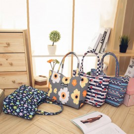 Women Large Capacity Waterproof Flower Stripe Handbag Tote