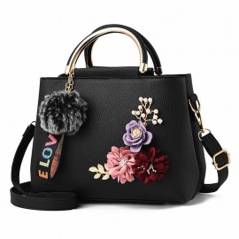 Womens Purses and Handbag Shoulder Bags Ladies Designer Top Handle Satchel Tote Bag with Ribbons and Flower Decoration