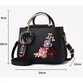 Womens Purses and Handbag Shoulder Bags Ladies Designer Top Handle Satchel Tote Bag with Ribbons and Flower Decoration