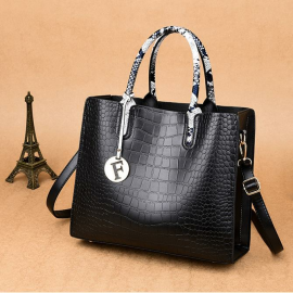 Women Fashion Elengant Large Capacity Handbag Shoulder Bag Crocodile Pattern Toe