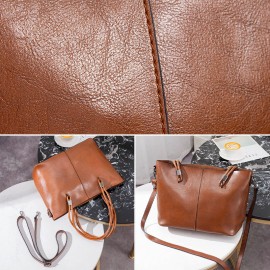 Women Faux Leather Solid Color Large Capacity Handbag Crossbody Bags