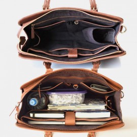 Women PU Leather Large Capacity Multi-pocket Casual Business Convertible Tote Handbag Crossbody Bag