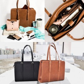 Women PU Leather Large Capacity Multi-pocket Casual Business Convertible Tote Handbag Crossbody Bag