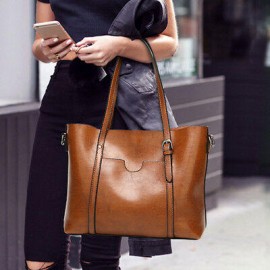 Women Large Retro Handbag Leather Shopping Bag Crossbody Shoulder Tote