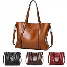 Women Large Retro Handbag Leather Shopping Bag Crossbody Shoulder Tote