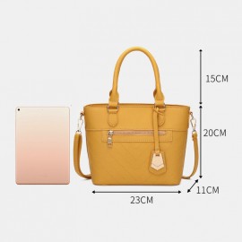 Women Solid Multi-pocket Commuter Satchel Crossbody Bag Shoulder Bag Handbag