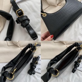 Women Solid Crocodile Pattern Shoulder Bag Handbag