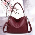 Women Large Capacity Solid Tassel Tote Bag Crossbody Bag Handbag