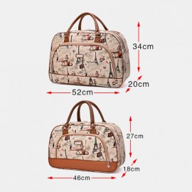 Women PU Leather Large Capacity Travel Weekender Overnight Carry-on Duffel Bag Wash Bag Handbag